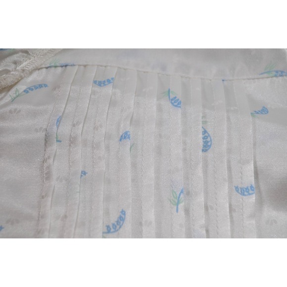 Jean Alison Nwt's Satin Long Gown‎ Nightgown Blue Floral Pin Tuck Women's M - Picture 14 of 16